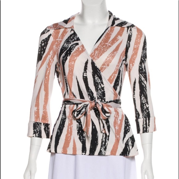 DVF Vintage Wrap Animal Print Blouse - Picture 2 of 5